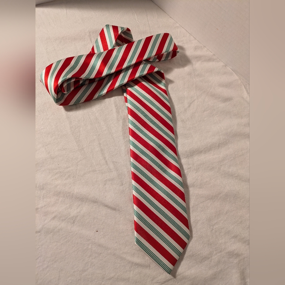 Holiday men's tie red, white, green candy cane